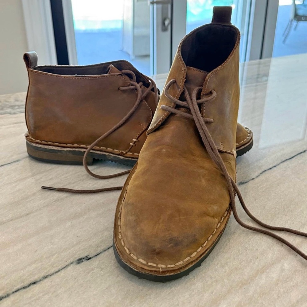 ✨ Men’s Brown Leather Chukka Desert Boots Lace Up Ankle Shoes Sz 9 ✨